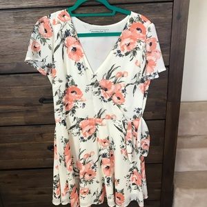 White and orange floral dress
